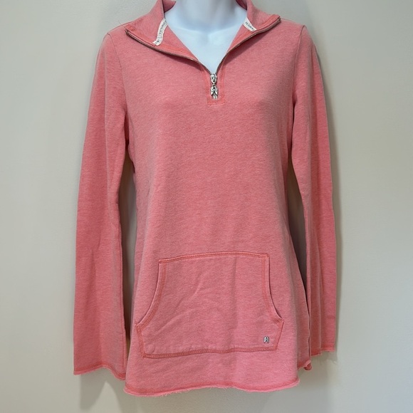 Victoria's Secret Tops - Victoria's Secret Quarter Zip Lightweight Pink Sweatshirt Size Small Angel Wings